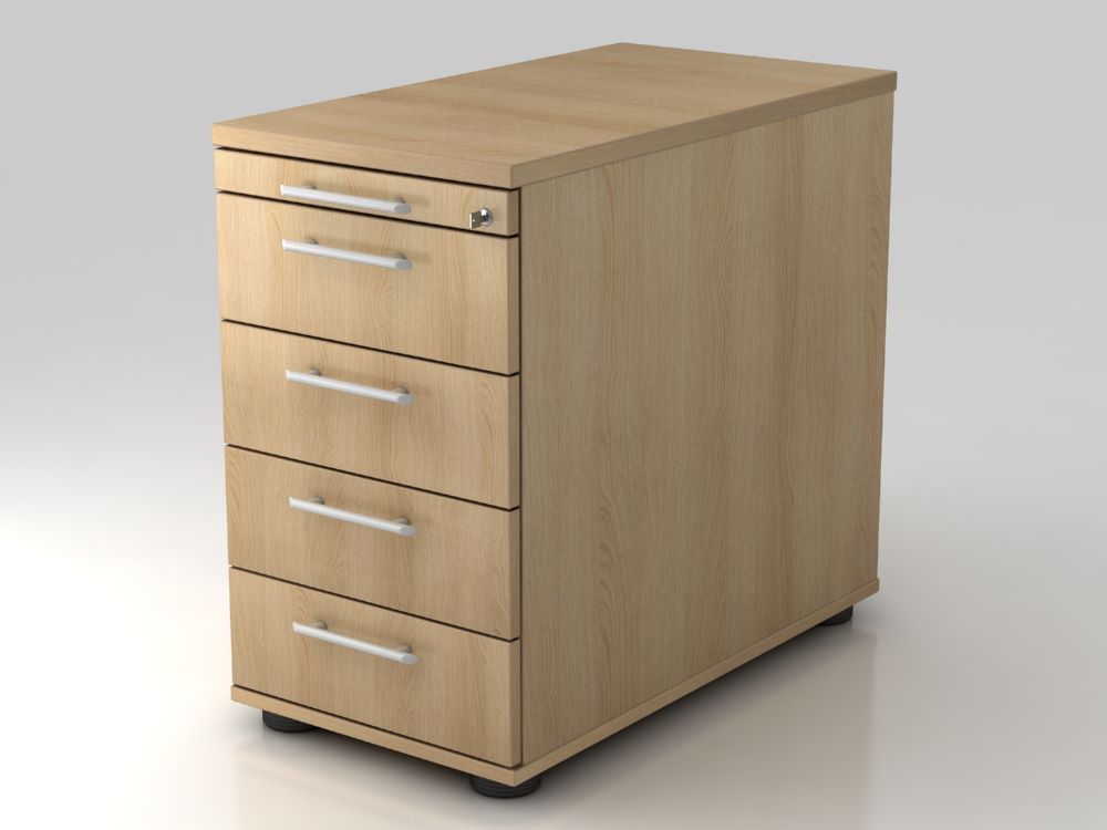 Produktbild Hammerbacher Standcontainer 80 cm 4 Schubaden Schloss RE Eiche