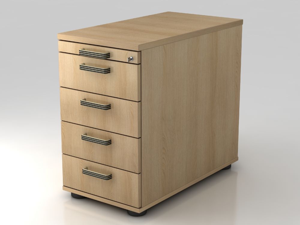 Produktbild Hammerbacher Standcontainer 80 cm 4 Schubaden Schloss SG Eiche