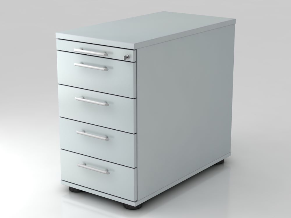 Produktbild Hammerbacher Standcontainer SC50 80 cm 4 Schubaden Schloss RE Grau