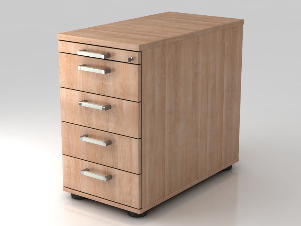 Produktbild Hammerbacher Standcontainer 80 cm 4 Schubaden Schloss CE Nussbaum