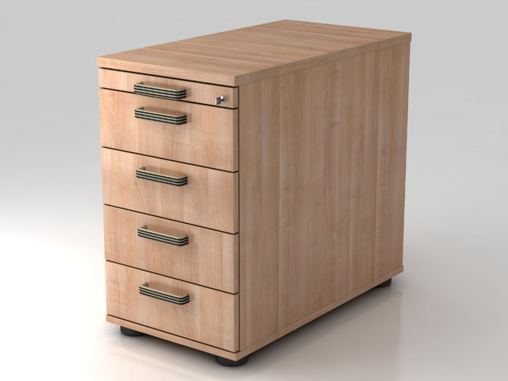 Produktbild Hammerbacher Standcontainer SC50 80 cm 4 Schubaden Schloss SG Nussbaum