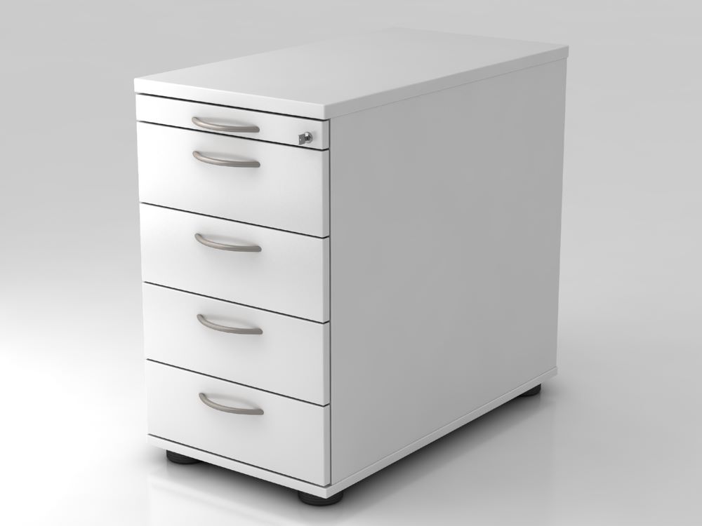 Produktbild Hammerbacher Standcontainer 80 cm 4 Schubaden Schloss BM Weiß