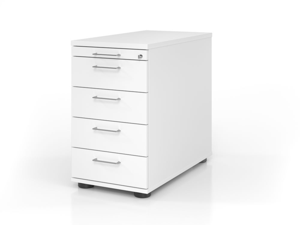 Produktbild Hammerbacher Standcontainer Schloss BS Weiß 80 cm 4 Schubladen