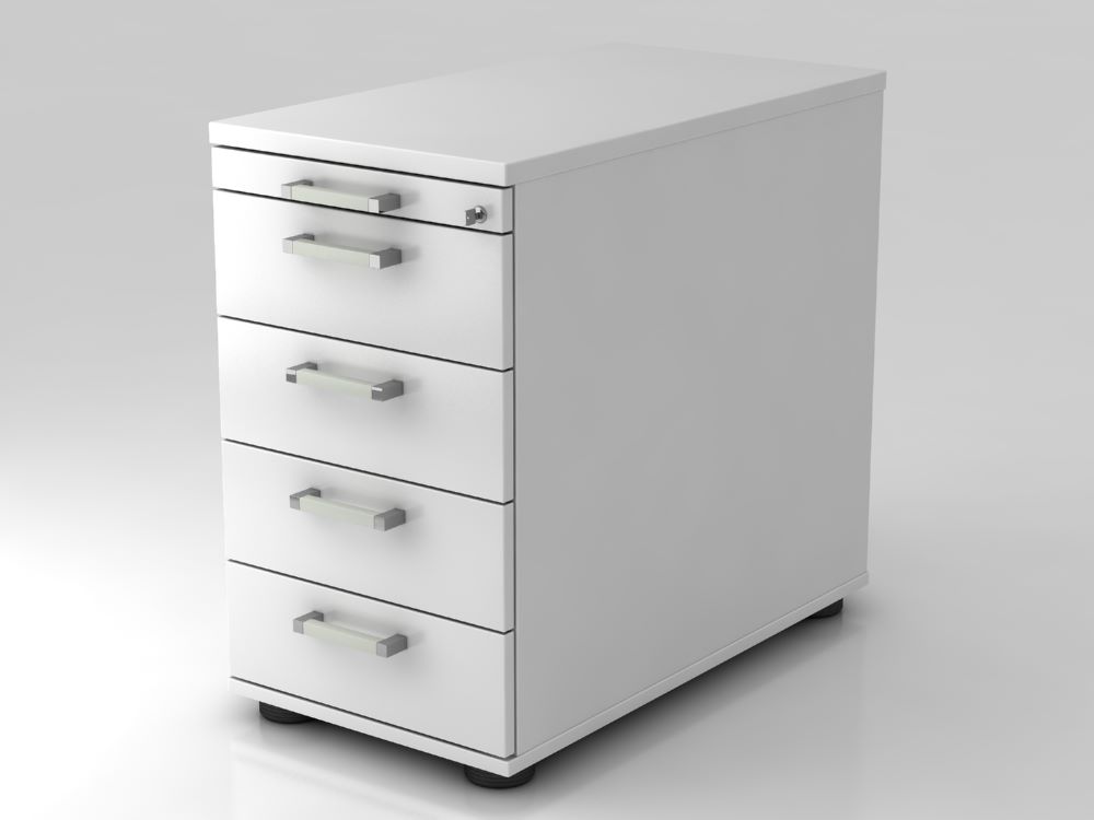 Produktbild Hammerbacher SC50 Standcontainer 80 cm 4 Schubaden Schloss CE Weiß