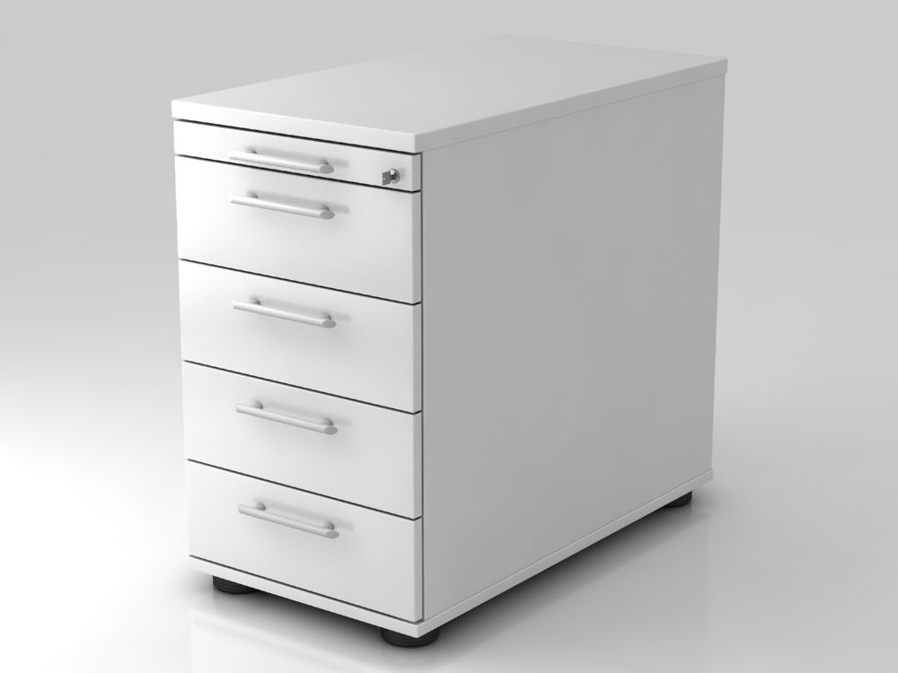 Produktbild Hammerbacher Standcontainer 80 cm 4 Schubaden Schloss RE Weiß