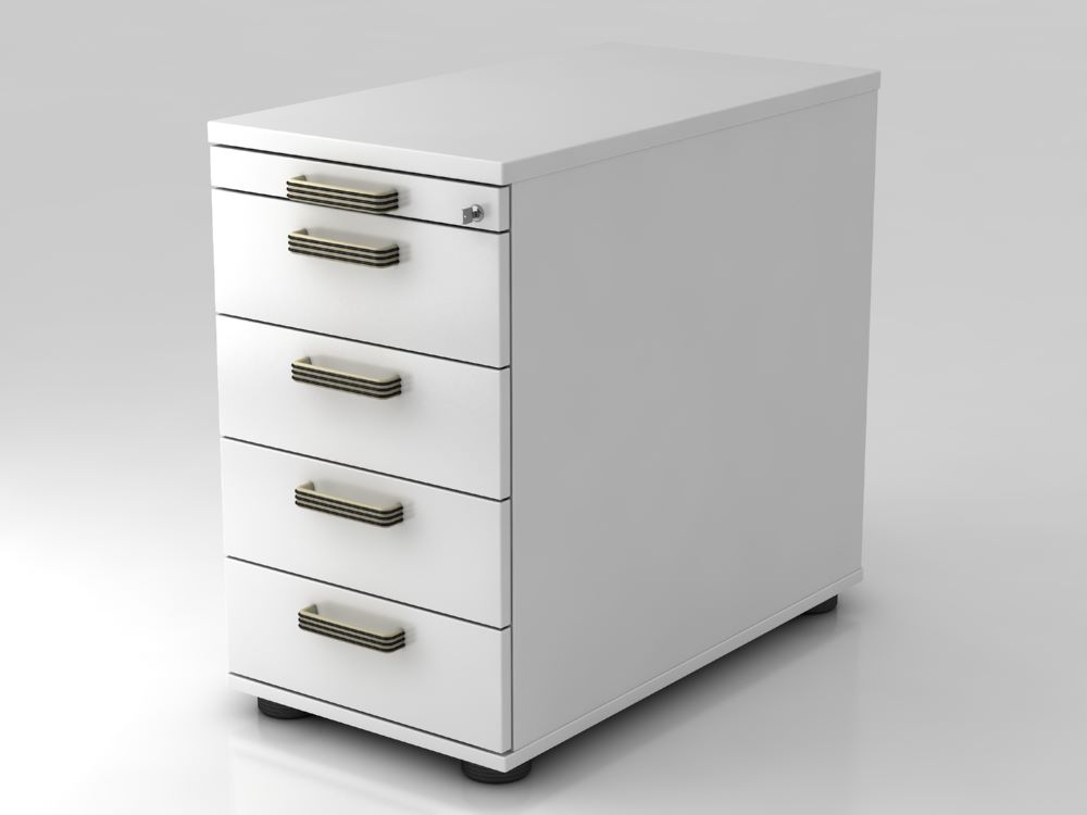 Produktbild Hammerbacher Standcontainer 80 cm 4 Schubaden Schloss SG Weiß