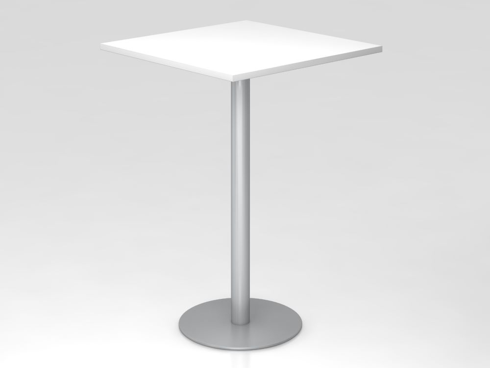 Produktbild Hammerbacher Stehtisch 80 x 80 cm Weiß / Silber Höhe 111 cm
