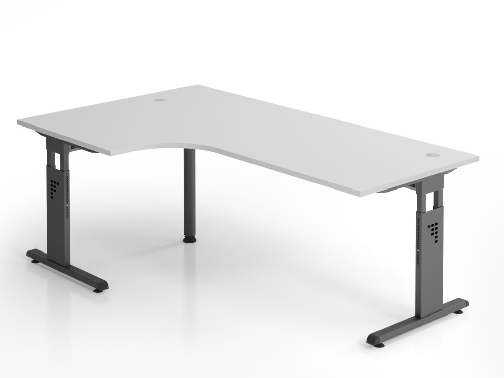 Produktbild Hammerbacher Winkelschreibtisch OS82 C-Fuß 200 x 120 cm 90 Grad Grau höheneinstellbar