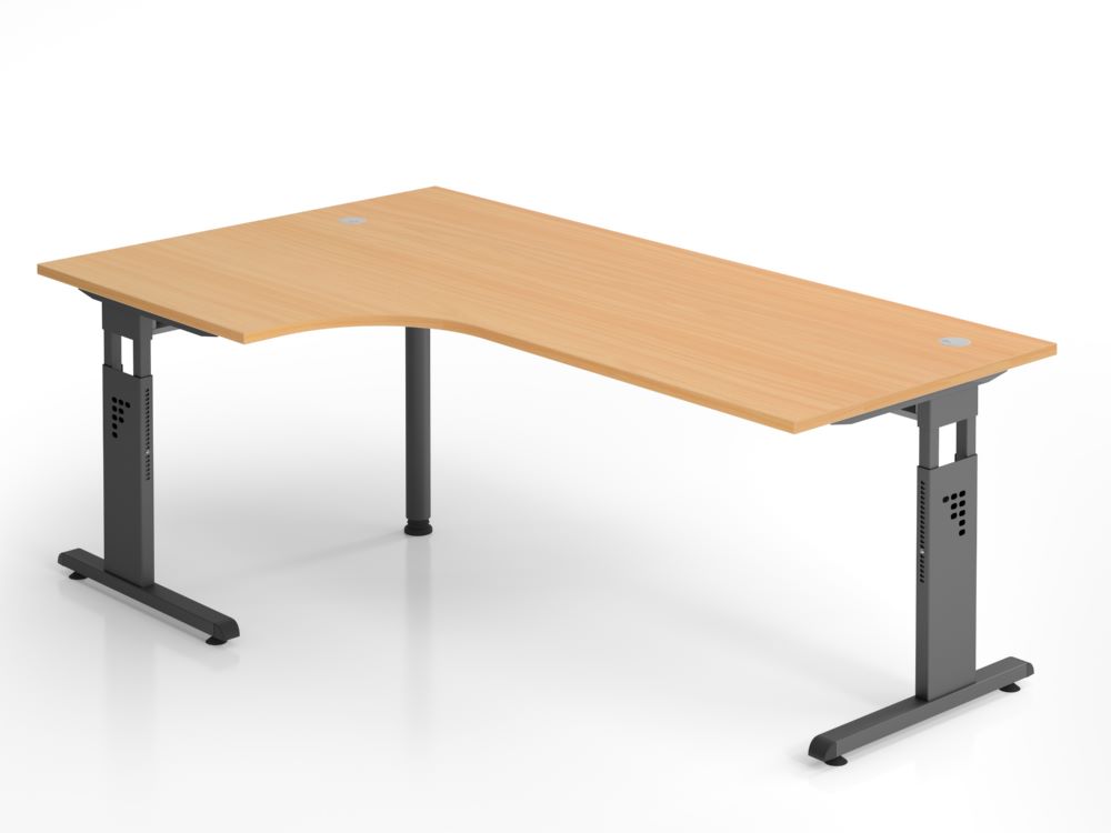 Produktbild Hammerbacher Winkelschreibtisch C-Fuß 200 x 120 cm 90 Grad Buche Graphit höheneinstellbar