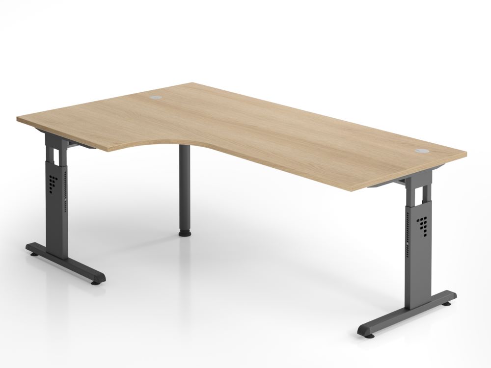 Produktbild Hammerbacher Winkelschreibtisch C-Fuß 200 x 120 cm 90 Grade Eiche Graphit