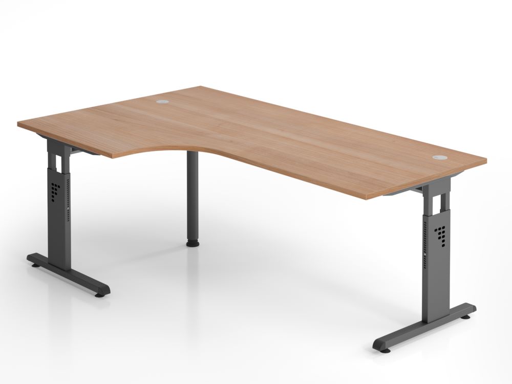 Produktbild Hammerbacher Winkelschreibtisch C-Fuß 200 x 120 cm 90 Grad Nussbaum