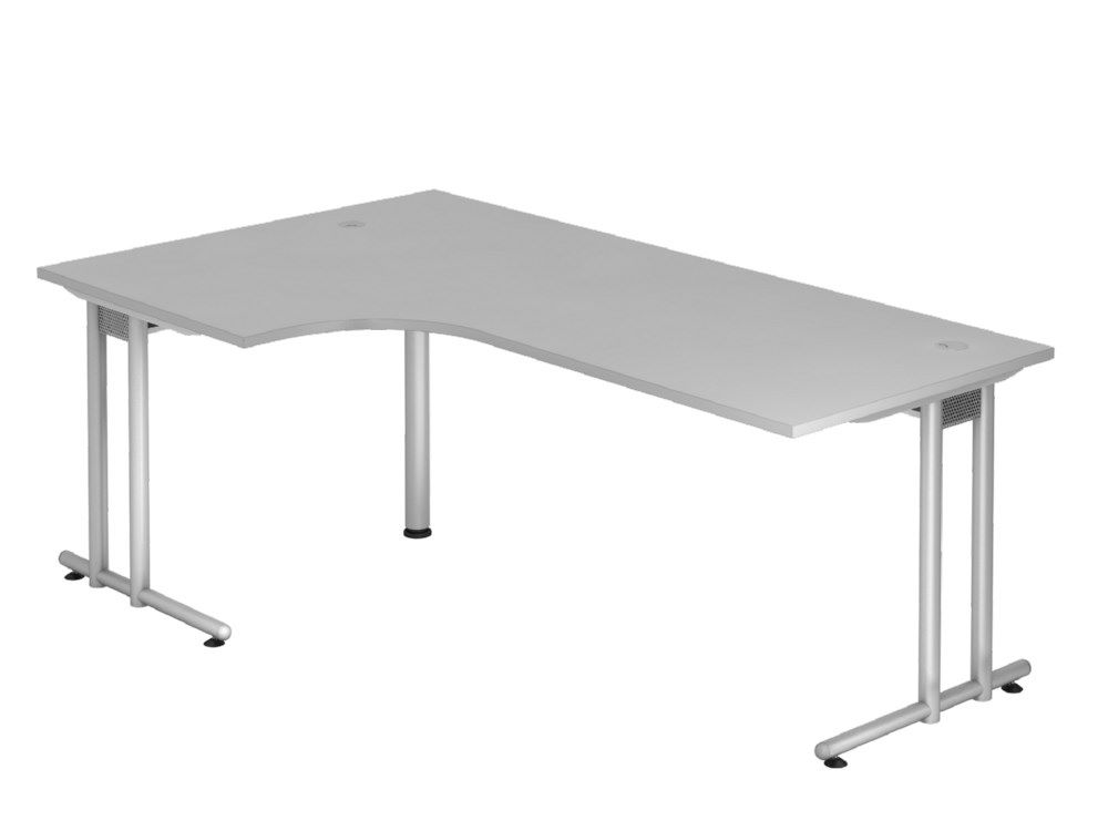 Produktbild Hammerbacher Winkeltisch C-Fuß 200 x 120 cm 90 Grad Grau / Silber
