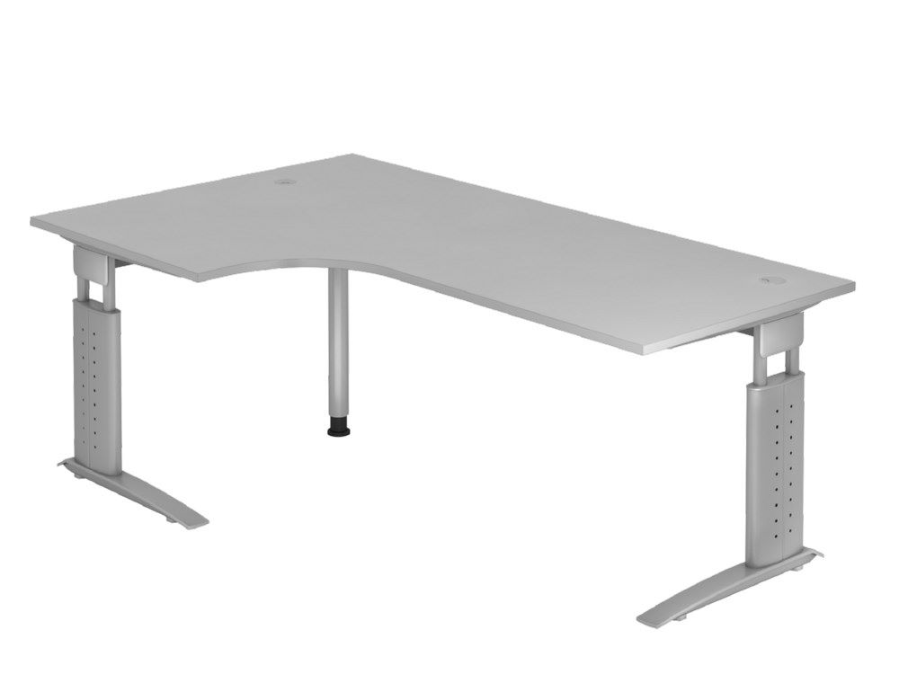 Produktbild Hammerbacher Winkeltisch C-Fuß 200x  120 cm 90 Grad Grau / Silber