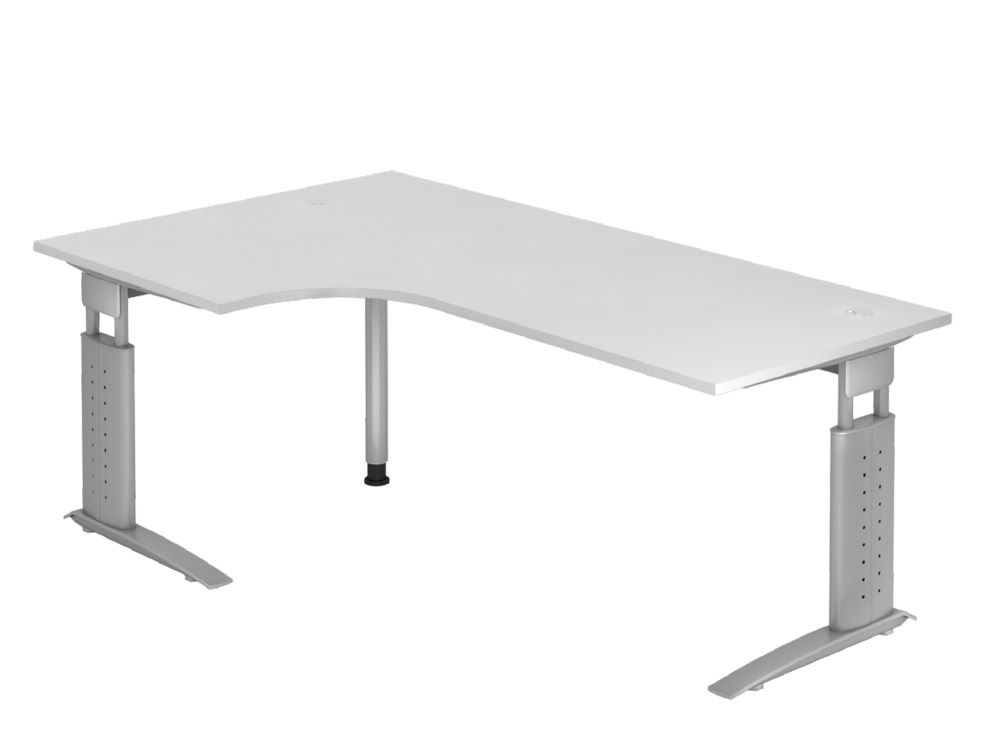 Produktbild Hammerbacher Winkeltisch C-Fuß 200 x 120 cm 90 Grad Weiß / Silber