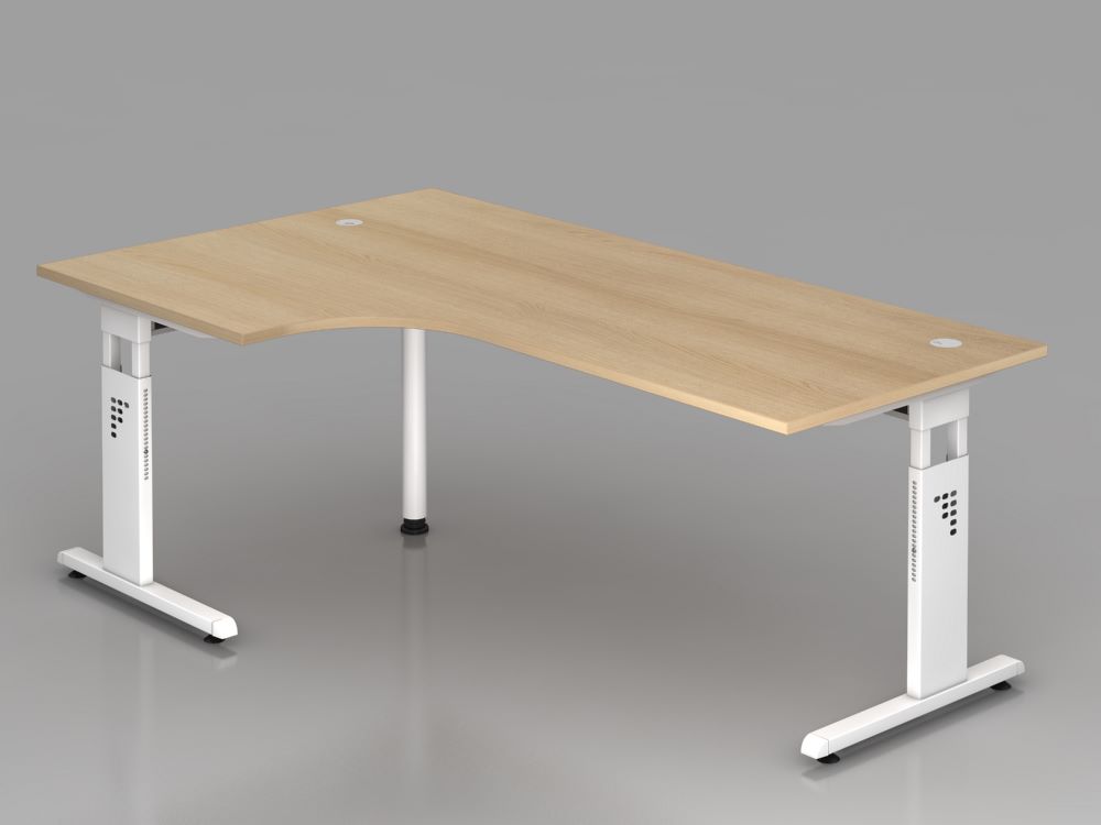 Produktbild Hammerbacher Winkelschreibtisch C-Fuß 200 x 120 cm 90 Grad Eiche Weiß ABS-Kante