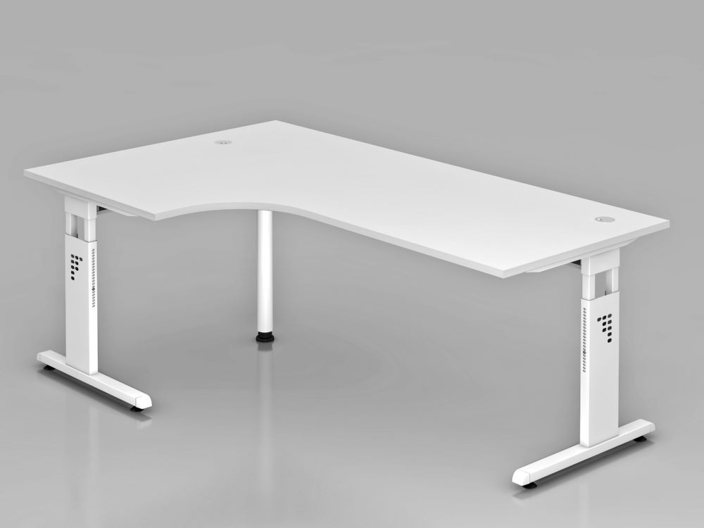 Produktbild Hammerbacher Winkelschreibtisch OS82 C-Fuß 200 x 120 cm 90 Grade Weiß höheneinstellbar