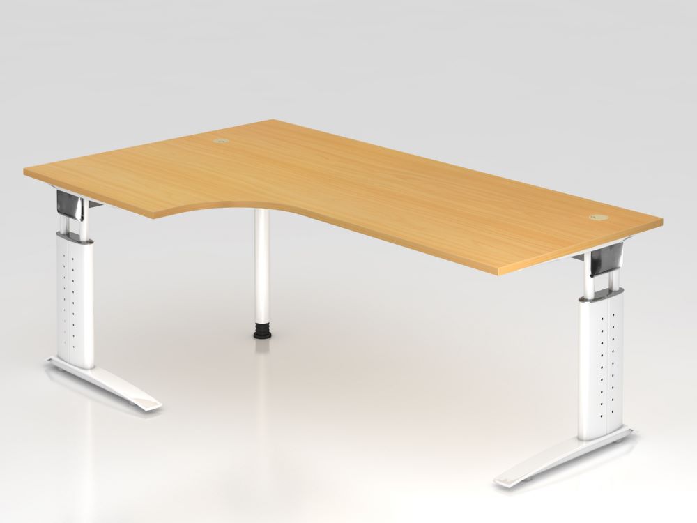 Produktbild Hammerbacher Winkelschreibtisch C-Fuß 200 x 120 cm 90 Grad Bucheplatte 25 mm