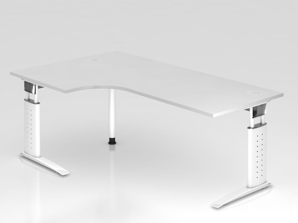 Produktbild Hammerbacher Winkelschreibtisch US82 C-Fuß 200 x 120 cm 90 Grad Weiß Platte 25 mm
