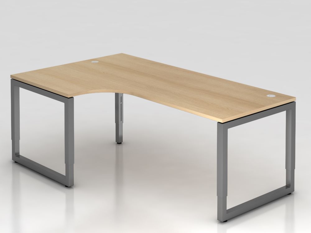 Produktbild Hammerbacher Winkelschreibtisch RS82 O-Fuß eckig 200 x 120 cm Eiche Arbeitshöhe 65-85 cm