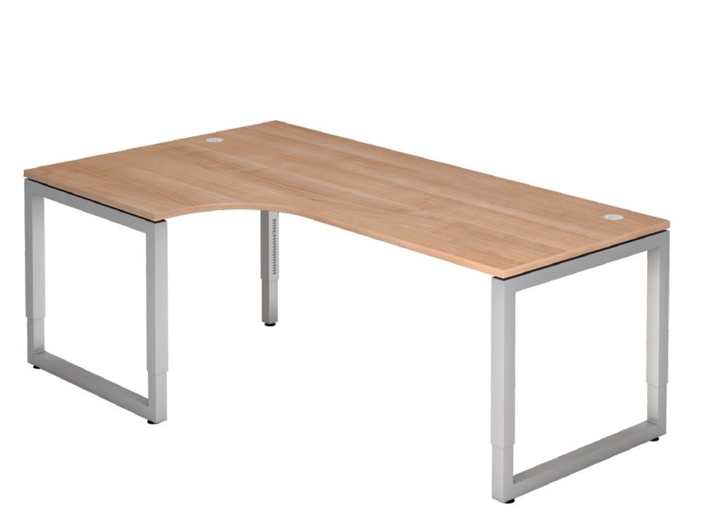 Produktbild Hammerbacher Winkeltisch O-Fuß eckig 200 x 120 cm 90 Grad Nussbaum