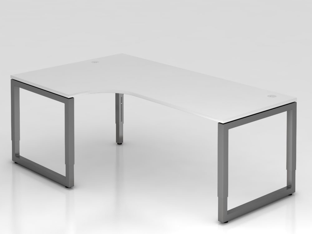 Produktbild Hammerbacher Winkelschreibtisch RS82 O-Fuß eckig 200 x 120 cm Weißplatte 25 mm