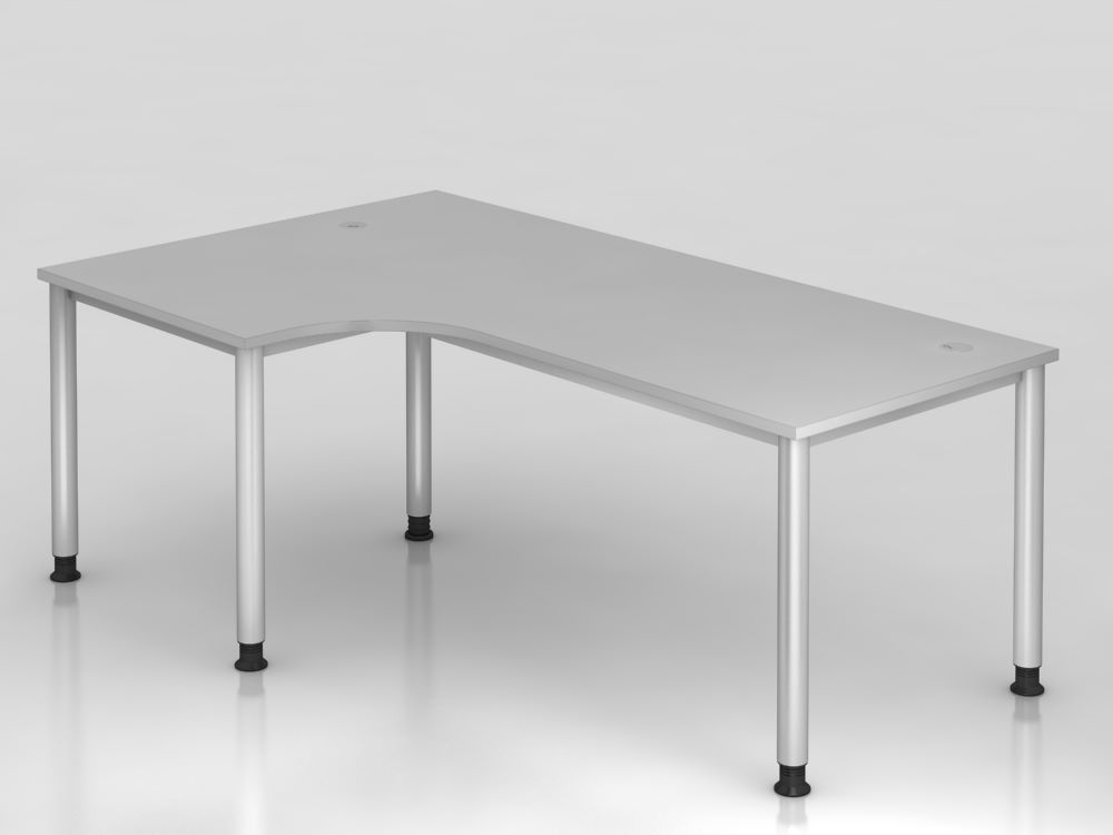 Produktbild Hammerbacher Winkelschreibtisch HS82 200 x 120 cm 90 Grad Grau - Silber