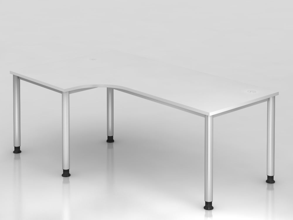 Produktbild Hammerbacher Winkelschreibtisch HS82 90 Grad Weiß Silber 200 x 120 cm ABS-Kante