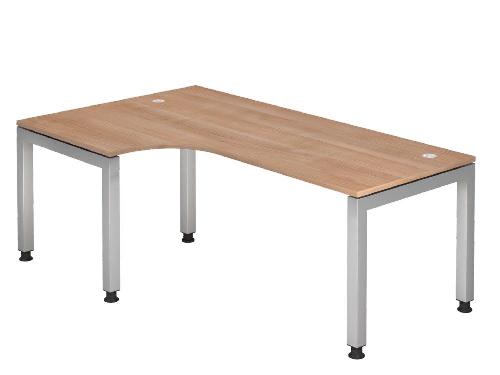 Produktbild Hammerbacher Winkeltisch U-Fuß eckig 200 x 120 cm 90 Grad Nussbaum