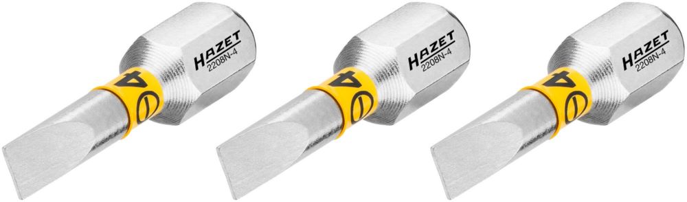 Produktbild Hazet Bit 2208N-4/3 1/4 Zoll 6,3 mm Sechskant Schlitz Profil 3 Teile SW 0,5 x 4 mm