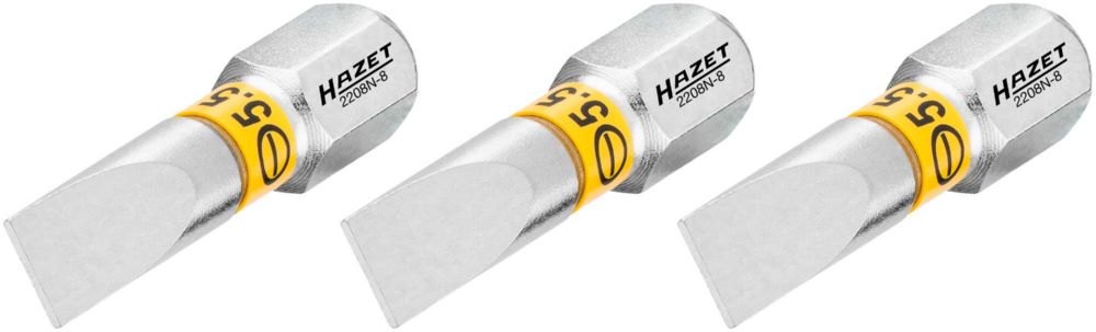 Produktbild Hazet Bit 2208N-8/3 1/4 Zoll 6,3 mm Sechskant Schlitz Profil 3 Teile SW 0,8 x 5,5 mm