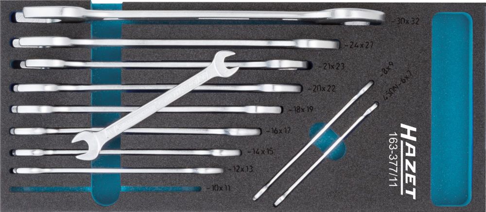 Produktbild Hazet Doppelmaulschlüssel Satz 163-377/11 Außen Sechskant Profil 6x7-30x32