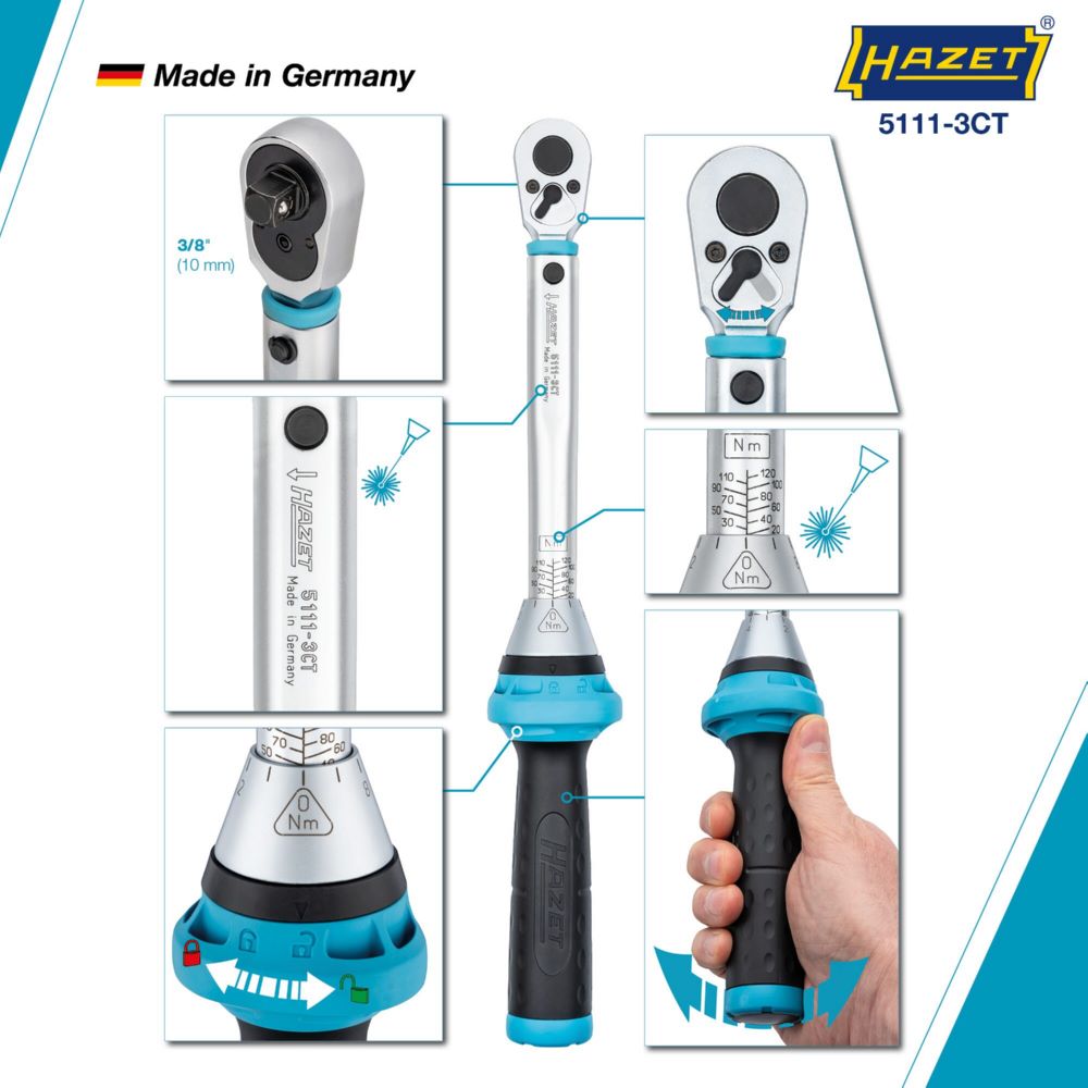 Produktbild Hazet Drehmomentschlüssel 5111-3CT Vierkant Länge 375 mm bild 3