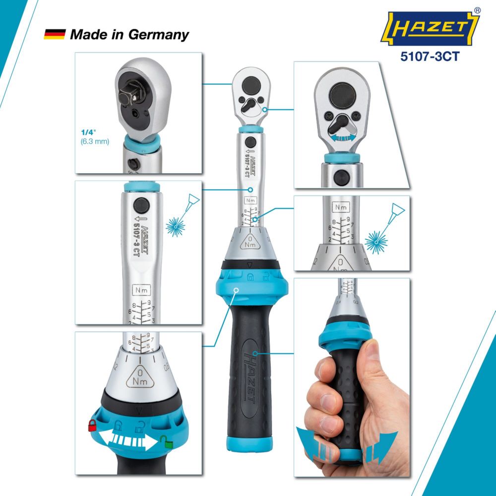 Produktbild Hazet Drehmomentschlüssel 5107-3CT Vierkant Länge 234 mm bild 4
