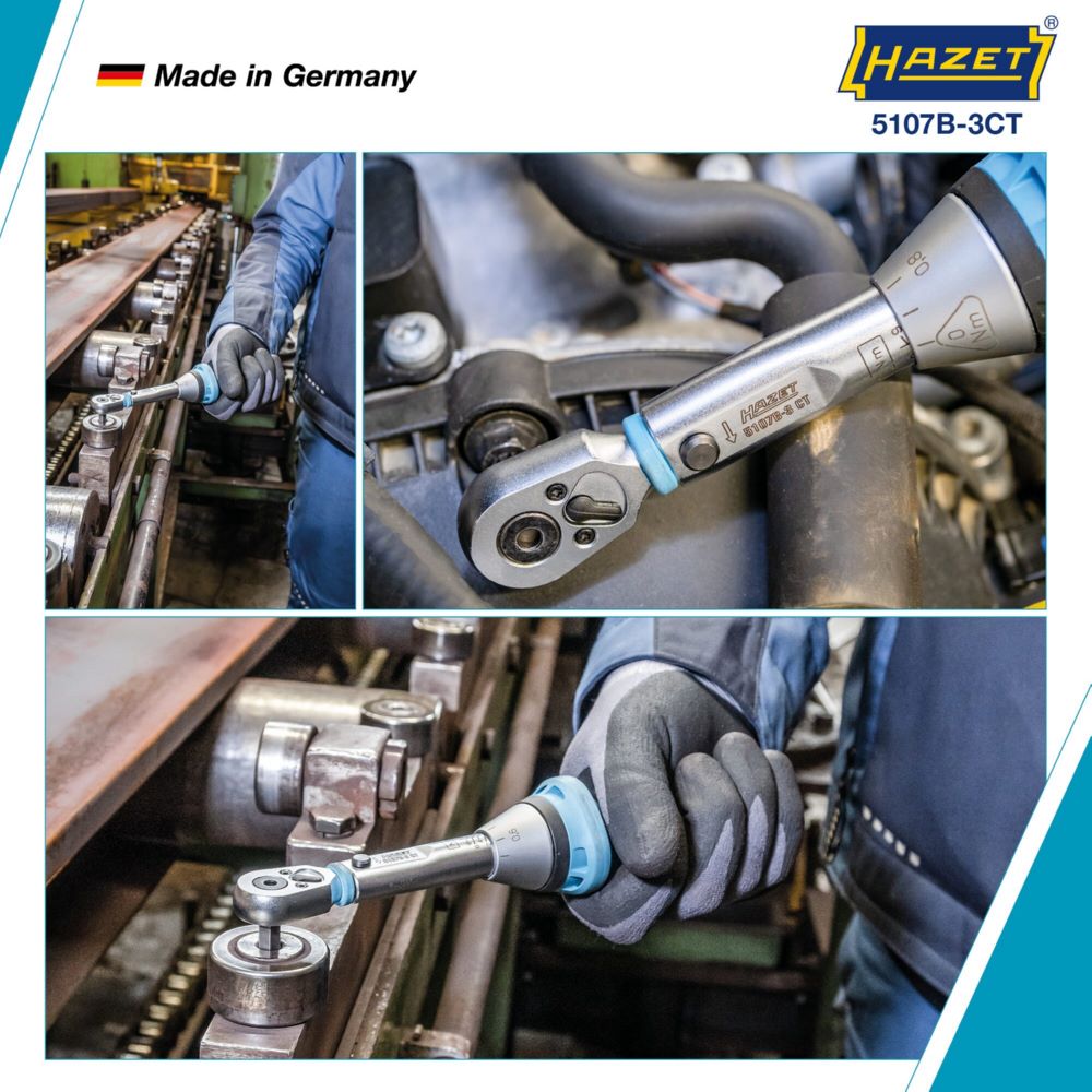 Produktbild Hazet Drehmomentschlüssel mit Bit Umschaltknarre 5107B-3CT Länge 234 mm bild 3