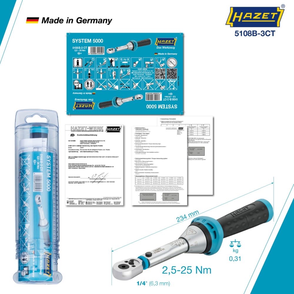Produktbild Hazet Drehmomentschlüssel mit Bit Umschaltknarre 5108B-3CT Länge 234 mm bild 5