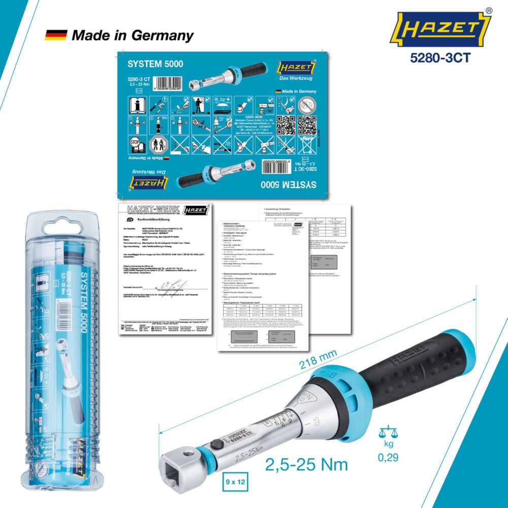 Produktbild Hazet Drehmomentschlüssel mit DAkkS Kalibrierschein 5280-3CTCAL Einsteck Vierkant  bild 8