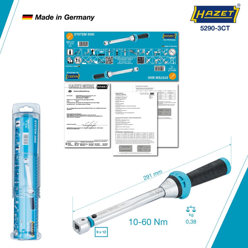 Produktbild Hazet Drehmomentschlüssel mit DAkkS Kalibrierschein 5290-3CTCAL Länge 291 mm bild 6