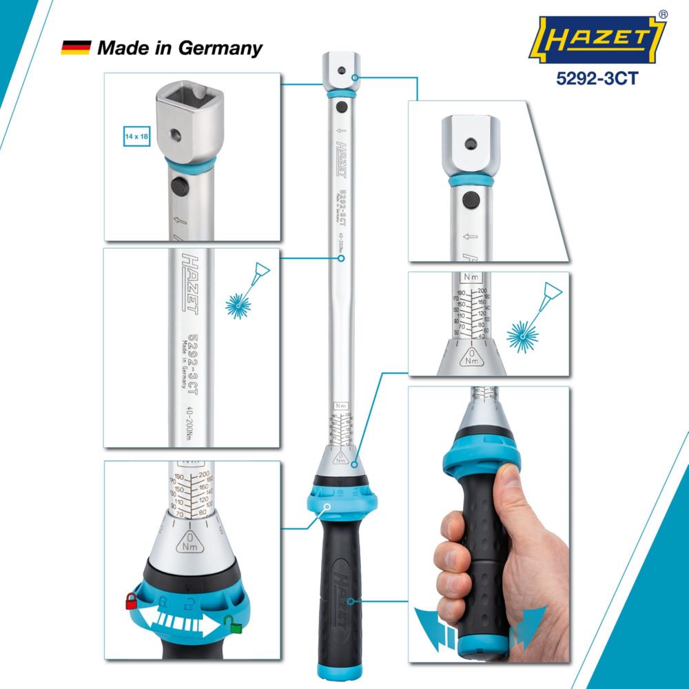 Produktbild Hazet Drehmomentschlüssel DAkkS Kalibrierschein 5292-3CTCAL Einsteck-Vierkant L 484 mm bild 4