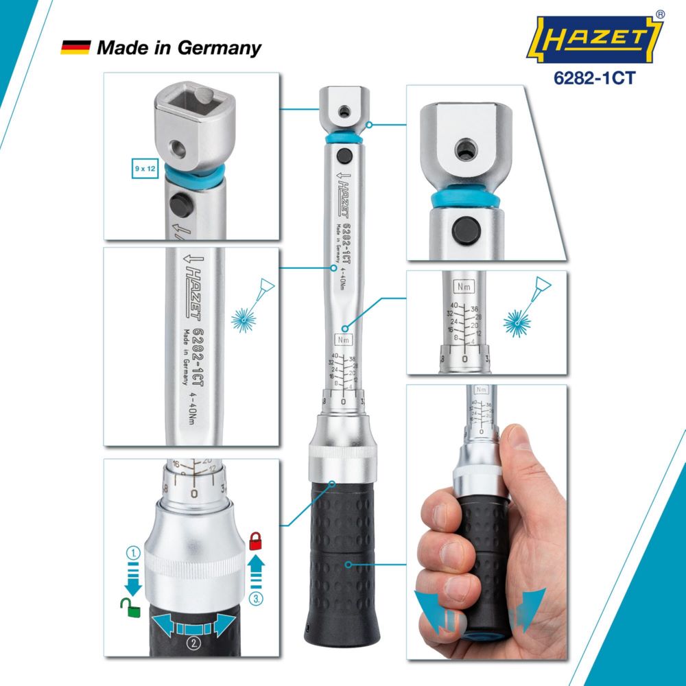 Produktbild Hazet Drehmomentschlüssel mit DAkkS Kalibrierschein 6282-1CTCAL Länge 240 mm bild 3