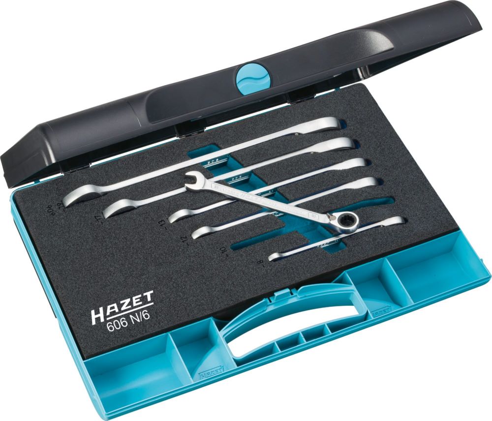 Produktbild Hazet Knarren Ring Maulschlüssel Satz 606N/6 SW 10 mm Außen Doppelsechskant 8-19 bild 5