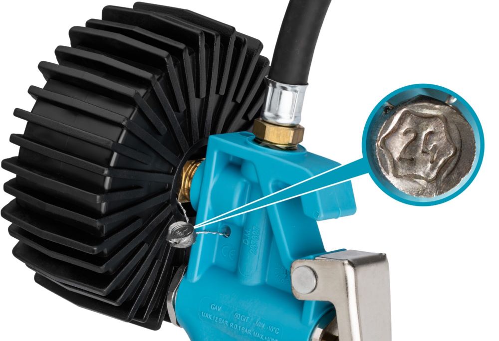 Produktbild Hazet Reifenfüll Messgerät geeicht 9041G-1 Manometer 80 mm bild 4