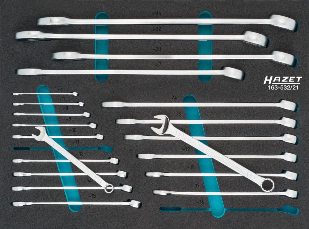 Produktbild Hazet Ring Maulschlüssel Satz 163-532/21 mit 21 Teilen 6-34 bild 1