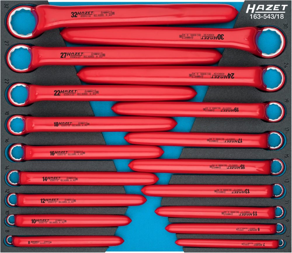 Produktbild Hazet Ringschlüssel Satz schutzisoliert 163-543/18 Außen Doppelsechskant 7-32