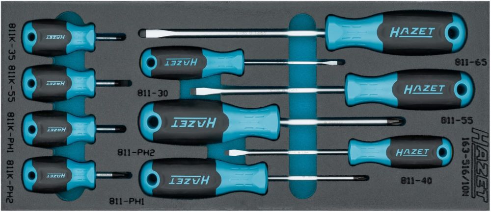 Produktbild Hazet Schraubendreher Satz 163-516/10N Schlitz Profil Kreuzschlitz Profil PH 10 Teile
