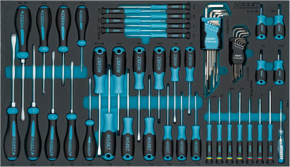 Produktbild Hazet Schraubendreher Satz 163-480/57N Schlitz Kreuzschlitz Torx PH00-PH3 T5-T40