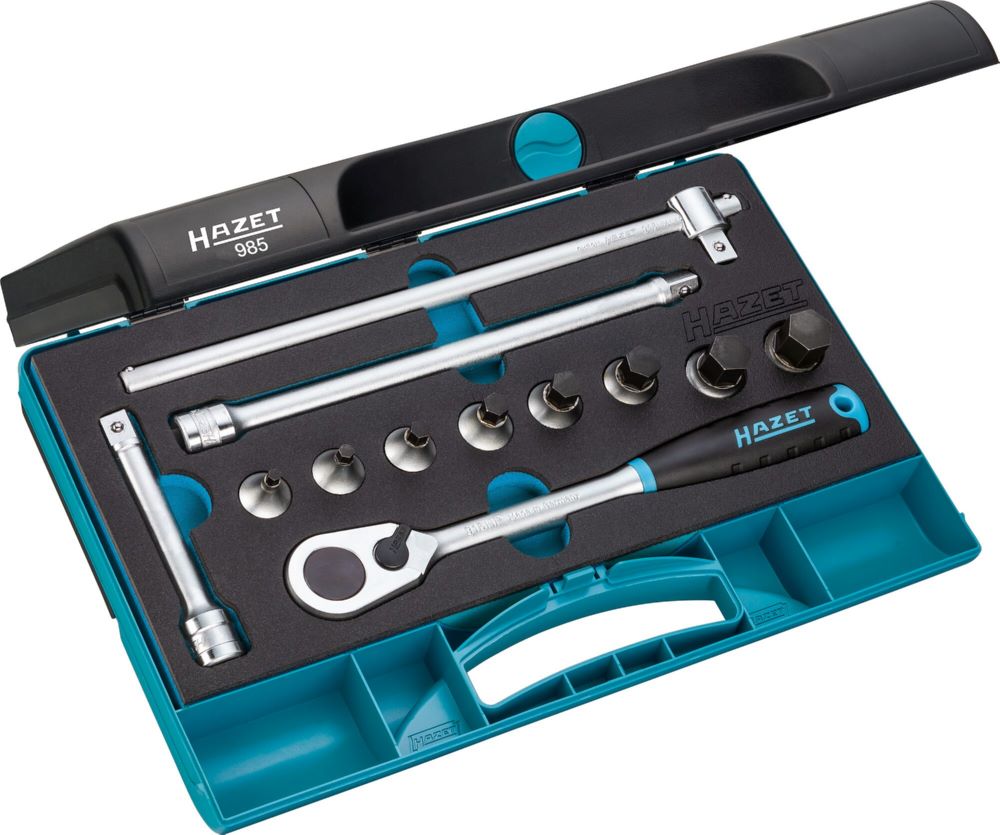 Produktbild Hazet Schraubendreher Steckschlüsseleinsatz Satz 985 1/2 Zoll Vierkant Innen Sechskant