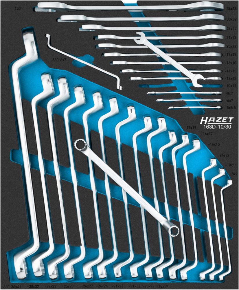 Produktbild Hazet Schraubenschlüssel Satz 163D-10/30 5x5,5 bis 36x41 mit 30 Teilen