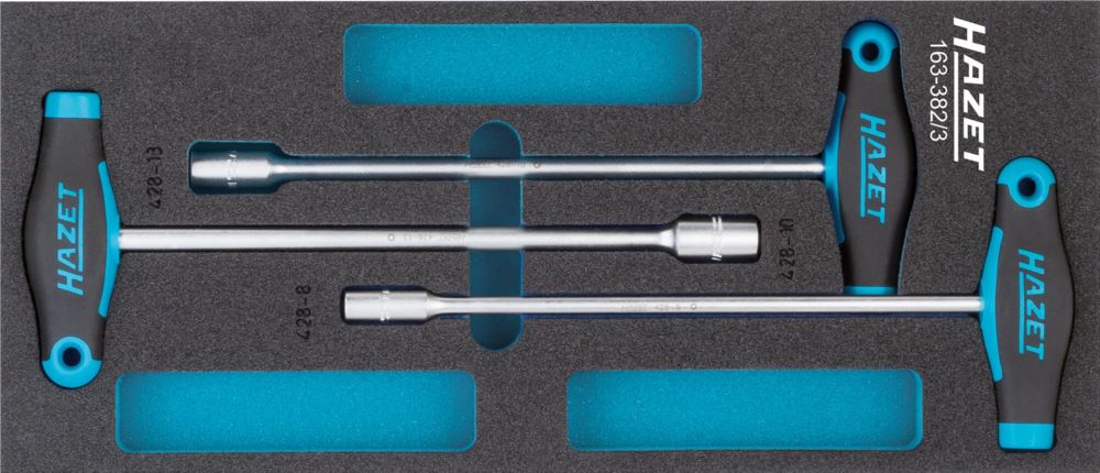 Produktbild Hazet Steckschlüssel Satz mit T-Griff 163-382/3 außen Sechskant Profil 3-teilig