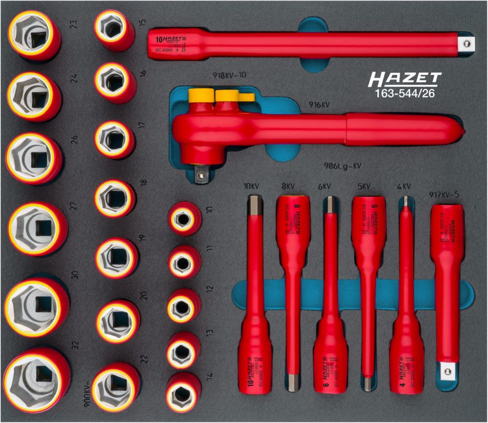 Produktbild Hazet Steckschlüssel Satz schutzisoliert 163-544/26 mit 1/2 Zoll Vierkant 10-32