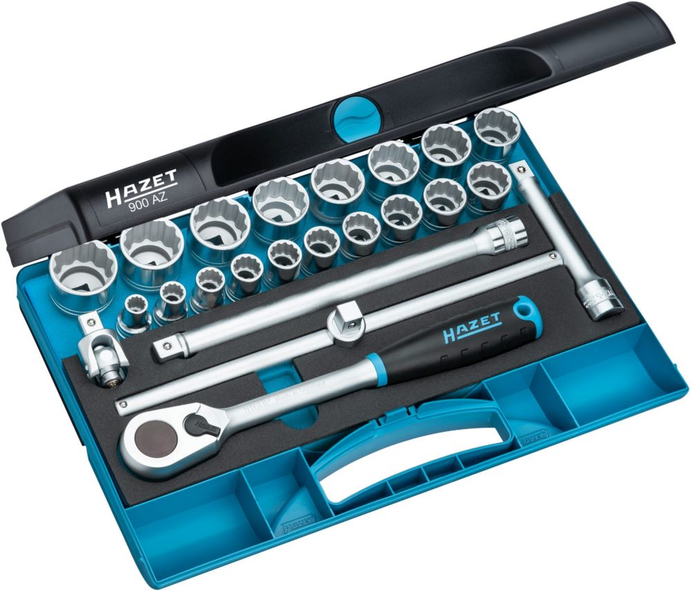 Produktbild Hazet Steckschlüssel Satz 900AZ 1/2 Zoll Vierkant Außen Doppelsechskant 3/8-1 1/4